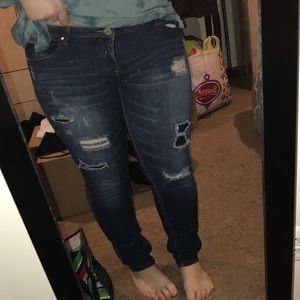 Dark wash ripped jeans